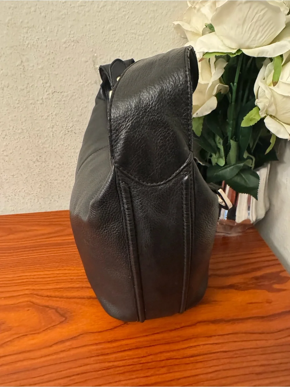 Coach Black Pebbled Leather Hobo Shoulder Bag with Tassel